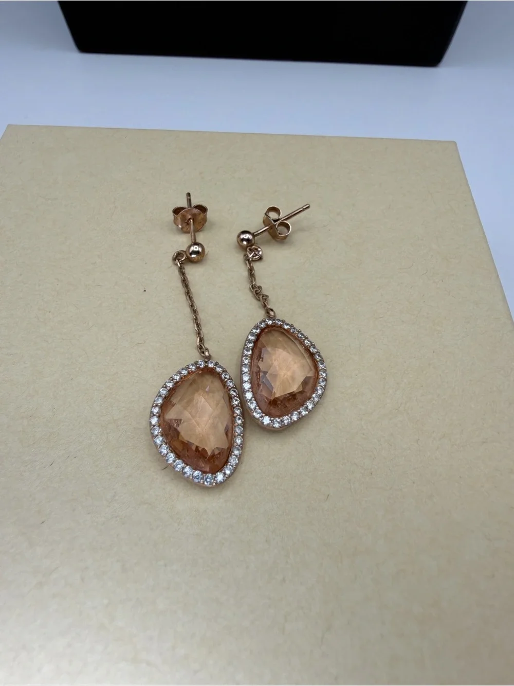 Genevive Rose Gold 18K plated silver Teardrop Dangle Earrings